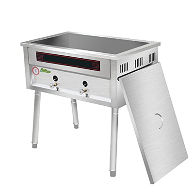 Freidora de Gas Vertical multifunción Freidora de Acero Inoxidable con Tanque de Alta Capacidad de 40 l con Tapa de Cesta para Uso Comercial