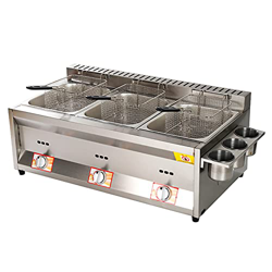 Freidora de Gas de 22 l, Comercial, Ligera, encimera de Acero Inoxidable, Encendido electrónico por pulsos, Antideslizante, Ahorro de energía, fácil C características