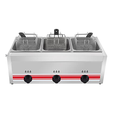 Freidora Profesional de Gas Comercial 10l/20l/30l de Acero Inoxidable Escritorio Cocina Restaurante freidora de Gran Capacidad Doble-slo