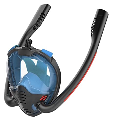 Máscara de snorkel para adultos Máscara de buceo Buceo Doble Snorkel Cara Completa Máscara de snorkel Anti-Niebla Natación Niño Respirador Subacuático