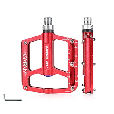 SaiDeng 1 par de pedales de bicicleta, aleación de aluminio ultraligera, antideslizante, rodamientos de acero, pedales de bicicleta de montaña, BMX, M