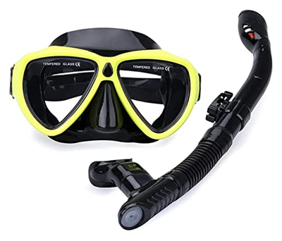 Máscaras de buceo Snorkeling Set Unisex Panorámico Multicolor Snorkeling Equipo Dry Snorkeling Gafas de buceo para adultos (Color: Amarillo)