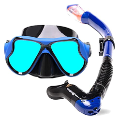 Máscaras de buceo Equipo de buceo hecho de 3 colores Material de silicona Multifuncional Tubo de buceo Vidrio templado Impermeable Natación (Color: Az precio