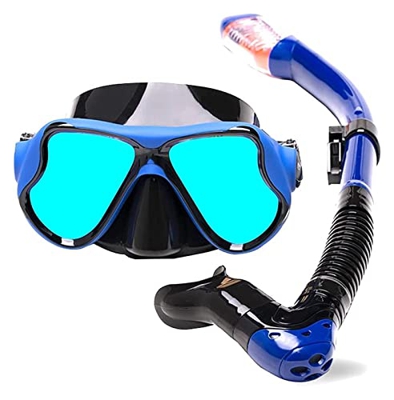 Máscaras de buceo Equipo de buceo hecho de 3 colores Material de silicona Multifuncional Tubo de buceo Vidrio templado Impermeable Natación (Color: Az