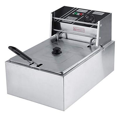 Freidora eléctrica de acero inoxidable de 6L con cesta para uso comercial y doméstico 220-240V enchufe de la UE, barra de pastel de embudo de pollo co