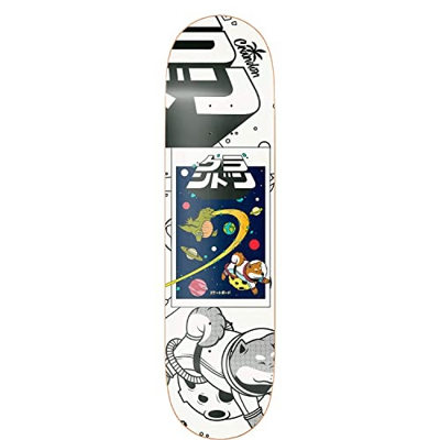 Crandon Tabla SKC-825-SPACE-DECK Skateboard Profesional Solo Tabla + Lija, Madera de Arce canadienses 7 Capas Medidas 8,25" x 31,875"