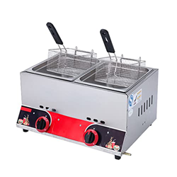 Freidora de Gas Profesional 6L/12L Tanque de freidora de Gas Freidora de Chips de Pollo de Acero Inoxidable con Cuchara de Cesta para Restaurante Come en oferta