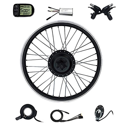 FONOBO Kit de conversión de Bicicleta eléctrica, 36V/48V - 250W/350W/500W Kit de conversión de Rueda Trasera de Bicicleta eléctrica con Pantalla LCD y