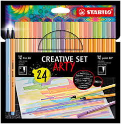 Set creativo STABILO ARTY - Set con 24 unidades, 12 colores de point 88 y 12 colores de Pen 68 en oferta