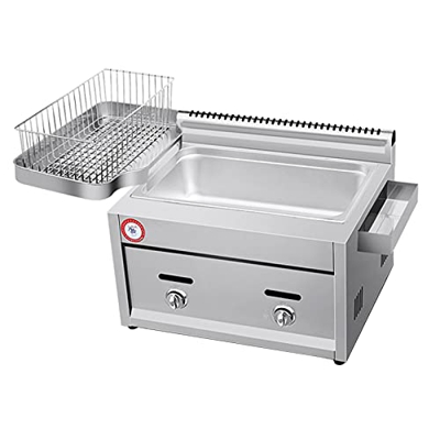Freidora de Gas de Gran Capacidad, freidora LPG de Acero Inoxidable para Uso doméstico y Comercial, Potencia de Fuego Ajustable con cestas y Tapas par