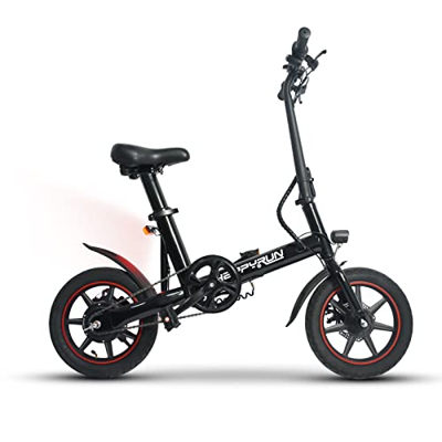 happyrun Bicicleta eléctrica para Adultos, Bicicleta eléctrica Plegable con batería extraíble de 36 V/6 Ah, Ruedas de 14 Pulgadas, Bicicleta eléctrica