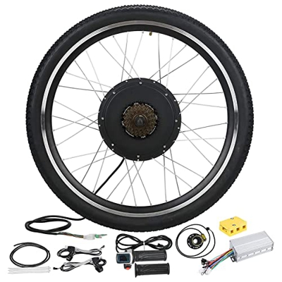 FYLZW Kit De Conversión De Bicicleta Eléctrica De Rueda Trasera De 26", Kit De Motor De Cubo Potente De Bicicleta Eléctrica De 48V 1500W con Controlad