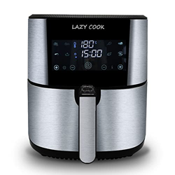 LAZY COOK Freidora sin Aceite 6 L, Freidora de Aire Caliente 1800W con Pantalla LED Táctil ，Actualizar Air Fryer con Función de Precalentar, Descongel en oferta