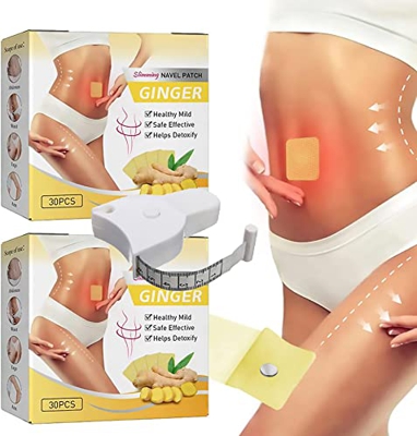 Bodiluvs Slimming Ginger Navel Patch, Ginger Slimming Navel Patch, Magnetic Navel Slimming Patch, Anti Swelling Ginger Det_oxing Patch (60PCS)