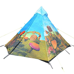 Tienda de campaña con Estampado Triangular Grande para 3-4 Personas, Protector Solar a Prueba de Lluvia, Tienda de Ocio Familiar, Tienda de campaña po en oferta