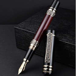 Pluma de caoba práctica de gama alta caligrafía pluma dura pluma de arte codo punta curva oficina de hombres de negocios caja de regalo gruesa retro p precio