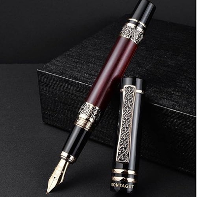 Pluma de caoba práctica de gama alta caligrafía pluma dura pluma de arte codo punta curva oficina de hombres de negocios caja de regalo gruesa retro p