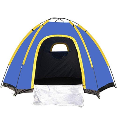 Tienda de campaña para Festivales, Tienda de campaña Hexagonal Grande para 3-4 Personas, Tienda Familiar Ligera Impermeable para Exteriores, Azul