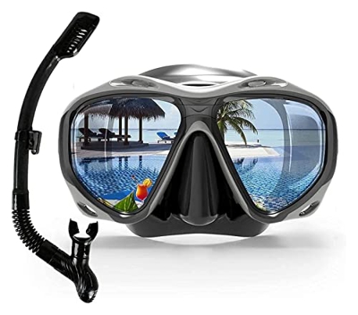 Máscaras de buceo Profesional Buceo Máscara de Snorkels Equipo Gafas de buceo Natación Fácil Tubo de respiración Set para adultos (Color: Negro)