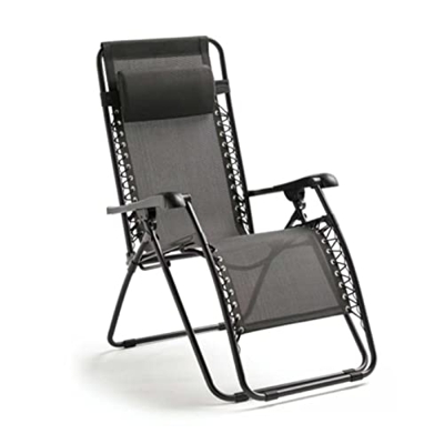 Acan Tradineur - Tumbona Plegable de Acero, reclinable, reposacabezas Acolchado, Tejido Resistente. Color Gris. 90 x 66 x 108 cm.