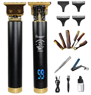 Maquina de cortar pelo, corta barba hombre, Cortar pelos inalámbrico, Recargable, Cortapelos eléctrico profesional, LED, perfilador barba, 6 peines.