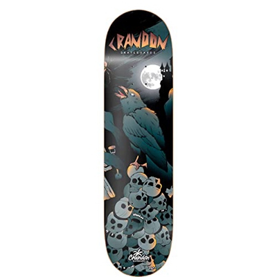 Crandon Tabla SKC-825-RAVEN-DECK Skateboard Profesional Solo Tabla + Lija, Madera de Arce canadienses 7 Capas Medidas 8,25" x 31,875"