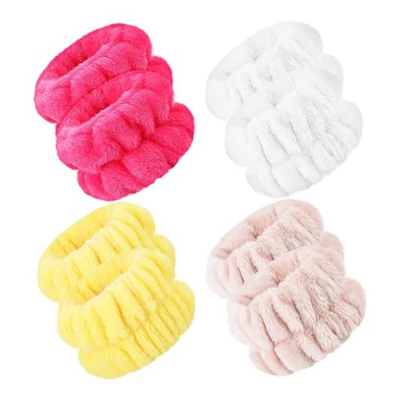 SouiWuzi 4 Pares de muñequeras de Lavado de muñequera de muñequera de muñequera para Toallas de Lavado de muñeca Pulseras absorbentes para la Cara de 