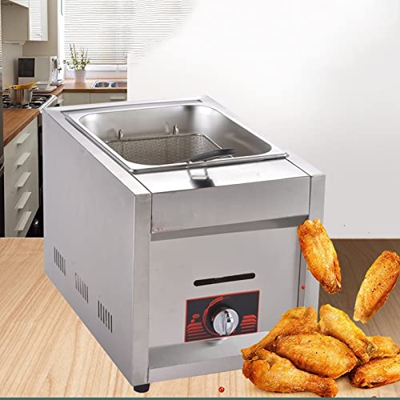 BEIJIAYI Freidora Cocina Encimera, Freidora Gas Profunda Gas 6L Un Solo Cilindro, Freidora Cestas Individuales, para Papas Fritas, Donas, Hogar, Cocin