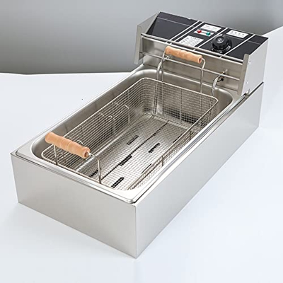 SHENGSHIYU Freidora Eléctrica Comercial - 6/12l Freidora De Acero Inoxidable De Una O Dos Ollas - con Cesta para Restaurante, Hogar, Cocina, Comercial