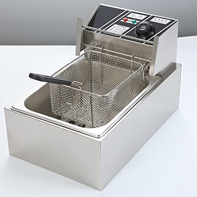 SHENGSHIYU Freidora Eléctrica De Una O Dos Cubas De 6/12 L, Temperatura Ajustable, Comercial (protección contra Salpicaduras), Limpieza Fácil, Comerci