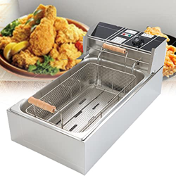 SHENGSHIYU Freidora Eléctrica Comercial De 6/12 L, Encimera De Cilindro Simple/Doble, Freidora De Acero Inoxidable para Restaurante, Ahorro De Energía en oferta