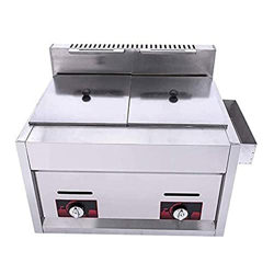 BEIJIAYI Freidora Gas Doble Cilindro, Máquina Freidora Acero Inoxidable, Cesta 10 L × 2, para Papas Fritas, Restaurante, Hogar, Cocina, Gas Utilizado: en oferta