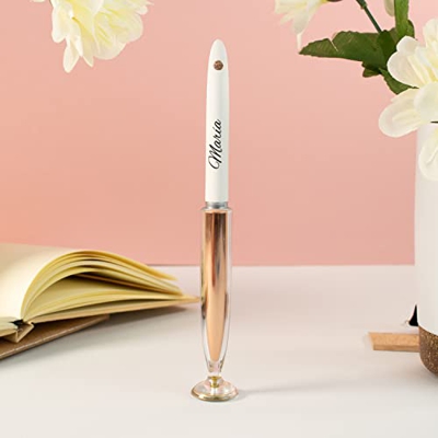 Elegante bolígrafo personalizado | Bolígrafo metálico con cuerpo de goma para personalizar con nombre o texto | Incluye estuche de regalo y soporte pa
