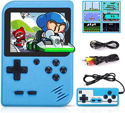 Fivejoy Azul o Rojo Consola de Juegos Portátil, Consola Retro 400 Juegos Clásicos, Juegos Electrónicos Portátiles, Soporte TV Juegos Portátiles y Dos 