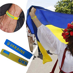 Bandera Ucraniana Pulsera De Goma De Silicona 2 Piezas, Souvenir Amarillo Pulseras Adolescentes Brazaletes para Competencia De Fútbol De Ucrania Hombr en oferta