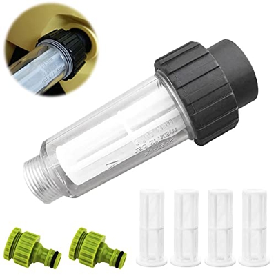Foreverup Filtro de agua para lavadora de alta presión, incluye 4 filtros + 2 adaptadores rápidos, para lavadora de alta presión con conexión de agua 
