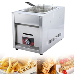 BEIJIAYI Freidora Gas Encimera Comercial con Cesta Y Tapa A Prueba Salpicaduras, Freidora Acero Inoxidable Temperatura Ajustable, para Restaurante Com precio