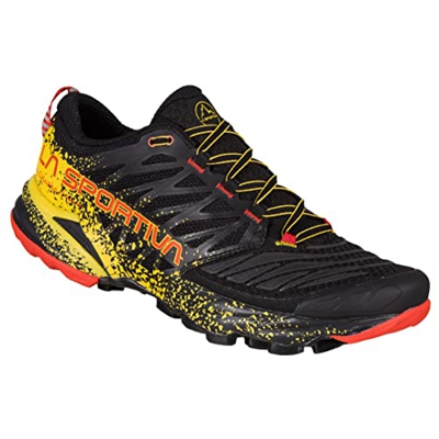LA SPORTIVA Akasha II, Zapatillas de Mountain Running Hombre, Black/Yellow, 40.5 EU