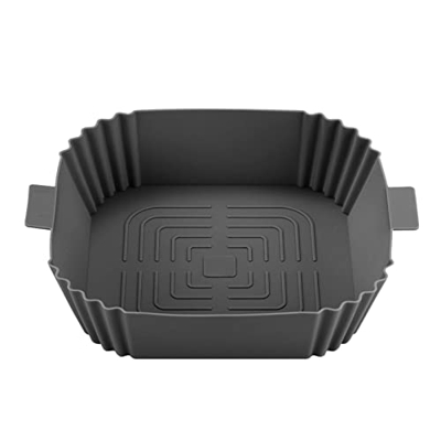DIEWU Cesta de freidora de Aire de Silicona - Olla de Silicona para Horno de freidora de Aire portátil con asa,Cesta Redonda para freidora de Aire par