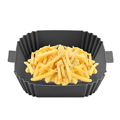 dobooo Cesta de freidora de Aire de Silicona | Food Safe Air freidoras Accesorios para hornos | Cesta Redonda para freidora de Aire para freidora de A