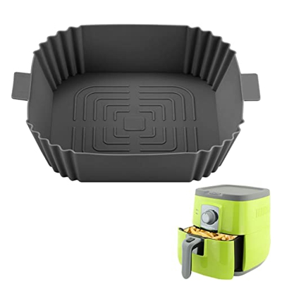 eslm Olla de Silicona para freidora de Aire - Food Safe Air freidoras Accesorios para hornos,Cesta Redonda para freidora de Aire para freidora de Aire
