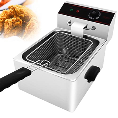 SHENGSHIYU Freidora Eléctrica De Doble Cubo De 8/16l con Cesta, Freidora Comercial De Acero Inoxidable, Calor Ajustable para Cocinar Fácilmente 3000/6