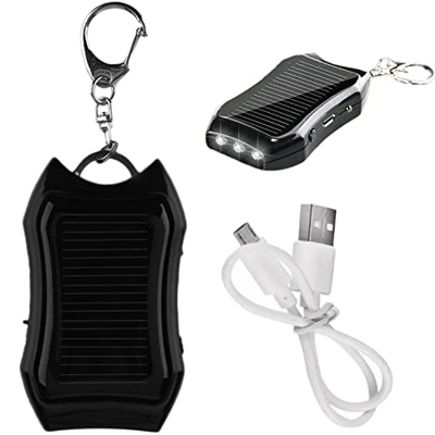 UGIF Solar Charger Keychain, 1200mAH Cargador Portátil de Gran Capacidad, Bateria Portátil, Saving Cell Phone Battery LED Sight Flashlight, Mini Power