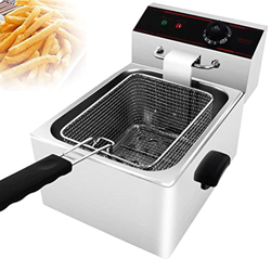 SHENGSHIYU Freidora Eléctrica De Uno O Dos Cilindros De 8/16 L, Temperatura Ajustable, Comercial (protección contra Salpicaduras), Limpieza Fácil, Com características