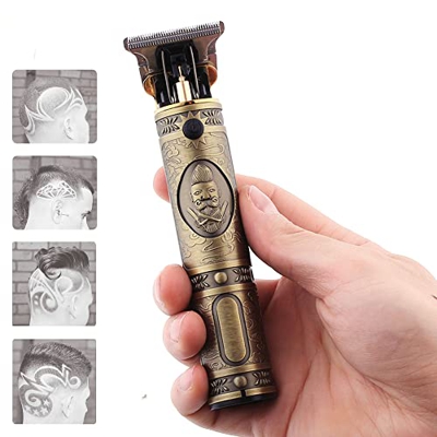 Recortadora Profesional de Barba y Cabello, Golden Barber Design, Maquinilla de Afeitar, Batería Recargable USB, Óptima Precisión y Autonomía, 4 Peine