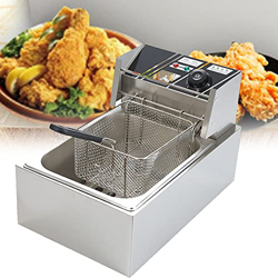 SHENGSHIYU Freidora Eléctrica Comercial 6/12l Freidora De Acero Inoxidable De Doble Olla-con Cesta, Restaurante, Hogar, Cocina, Freidora De Acero Inox precio