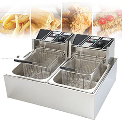 SHENGSHIYU Freidora Eléctrica Comercial De 6/12l, Freidora De Acero Inoxidable, Gran Capacidad con Cesta, Freidora Simple/Doble, Restaurante, Hogar, C en oferta