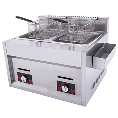 CHUYONGJIN Freidora de Gas 6/10L,freidora de Gas Profesional de Acero Inoxidable con Cuchara de Cesta para encimera de Restaurante Comercial Máquina p