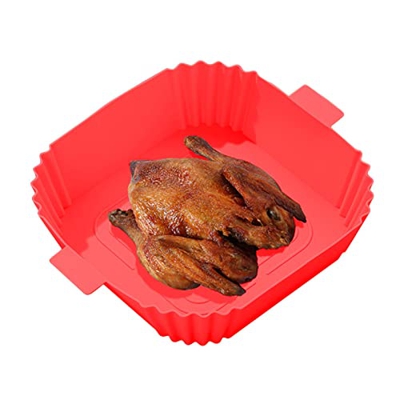 DanensiGL Reutilizable - Freidora de aire portátil Horno de silicona Olla con asa | Accesorios para freidora de aire para microondas