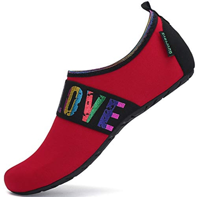 SAGUARO Hombre Mujer Zapatos de Agua Playa Escarpines Zapatillas de Deportes Acuáticos Buceo Surf Snorkel Yoga Piscina, Rojo 40/41